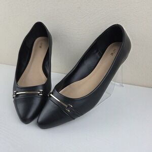 Apt 9 Black Gold Horsebit Pointed Toe Flats Women's Size 8.5 M